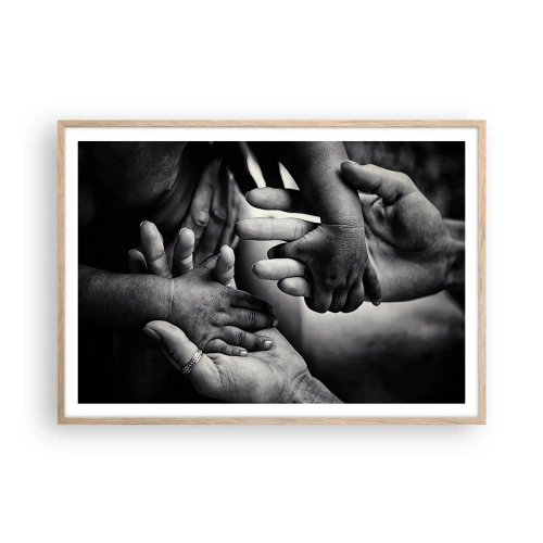 Poster în ramă de stejar deschis - A fi om - 100x70 cm