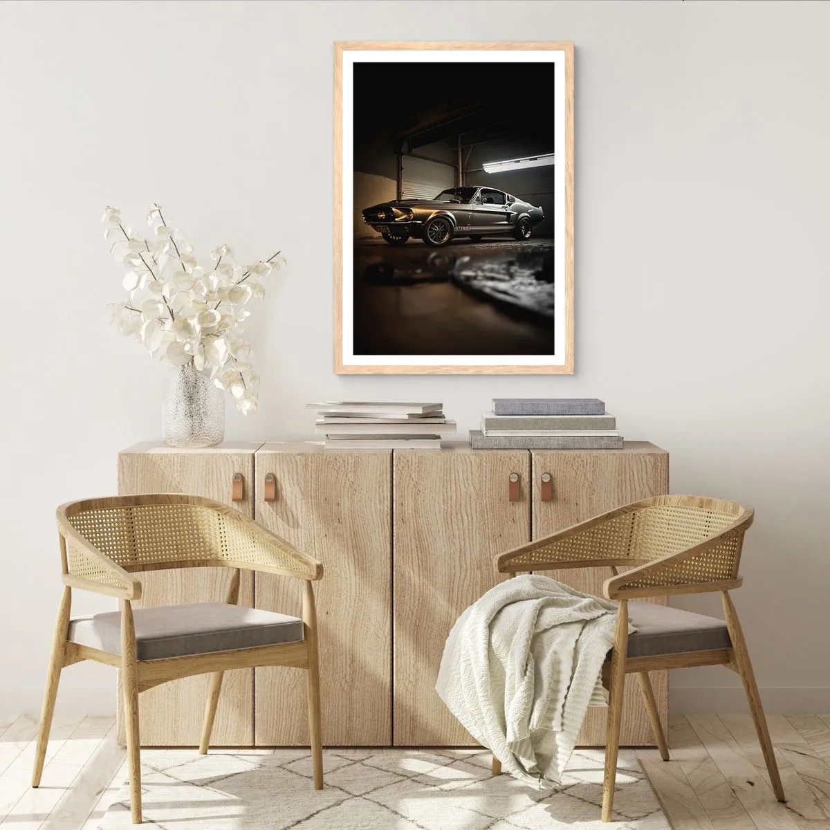 Poster în ramă de stejar deschis - Înapoi în trecut - 50x70 cm