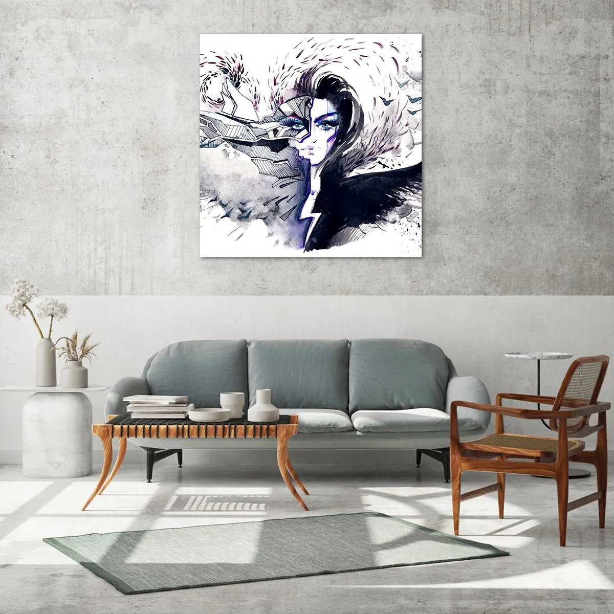 Tablou pe sticlă - Demonică și frumoasă - 70x70 cm