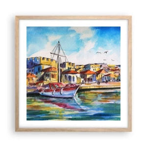 Poster în ramă de stejar deschis - Curcubeu după-amiază - 50x50 cm