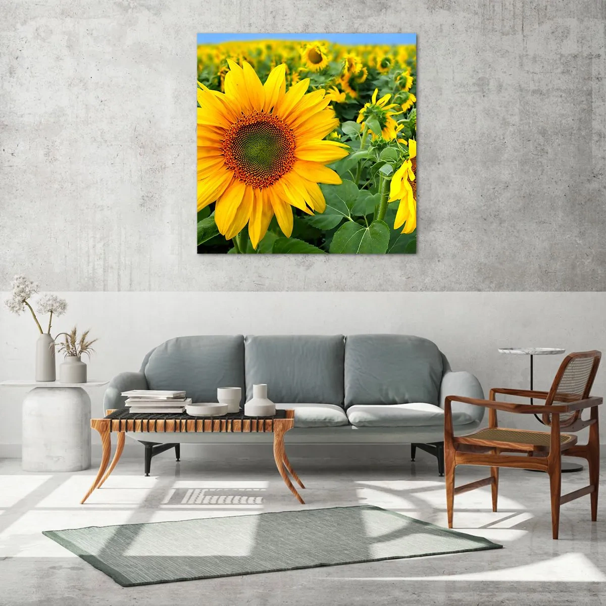 Tablou pe sticlă - Sute de sori se aprind în flăcări - 40x40 cm