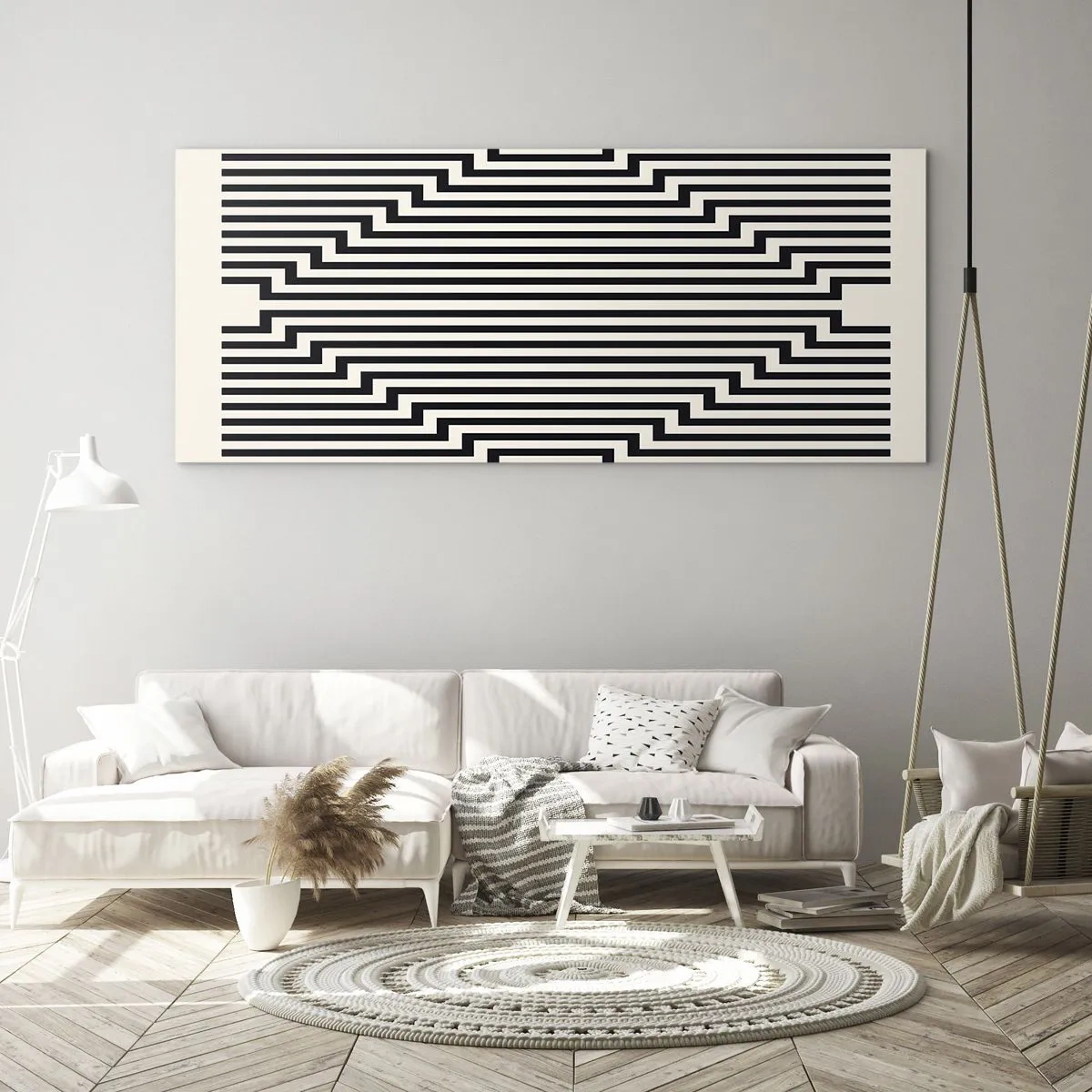 Tablou pe sticlă - Iluzie geometrică - 100x40 cm