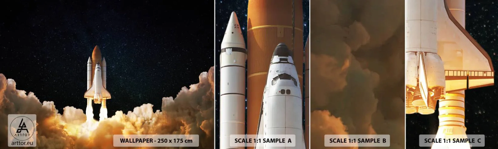 Mostră de Tapet Standard Eco - Ad astra! - Cosmos, Astronomie, Nave spațiale - 100x30 cm