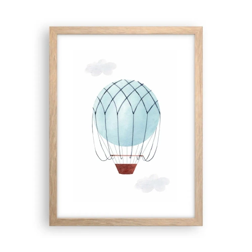 Poster în ramă de stejar deschis - Complet în nori - 30x40 cm