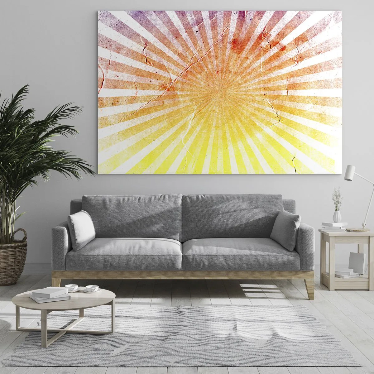 Tablou pe sticlă - Razele soarelui care răsare sau apune în stil retro - 70x50cm - Răsărituri și apusuri de soare - Decorațiune modernă pentru perete pentru living și dormitor ARTTOR