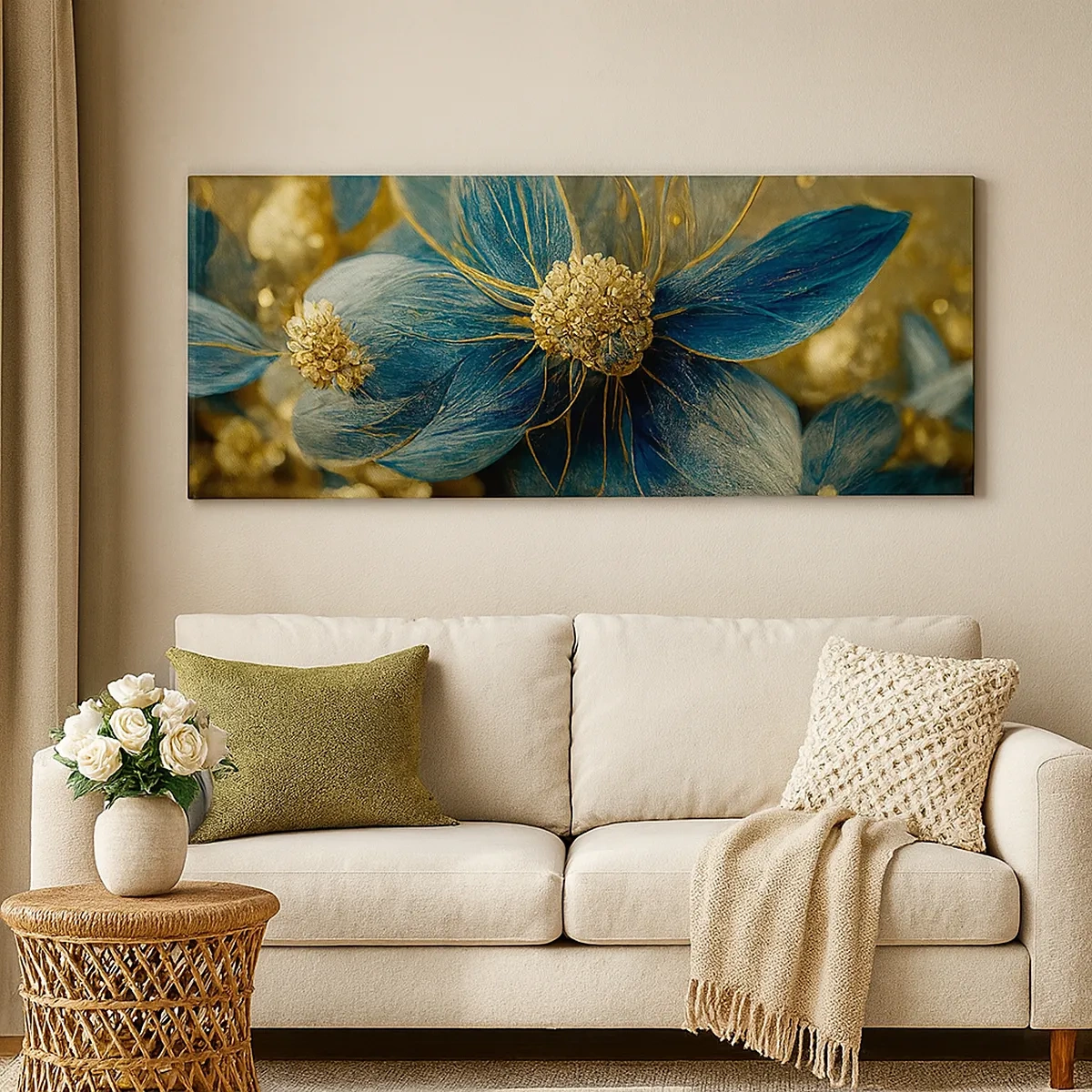 Tablou pe pânză - Floare cu aur - 30x30 cm