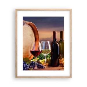 Poster în ramă de stejar deschis - Aici viața are un gust - 40x50 cm