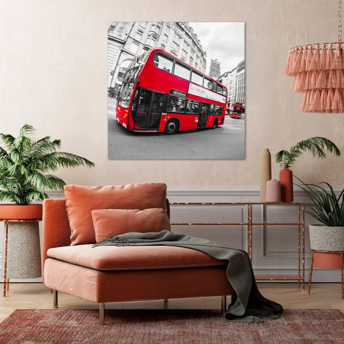 Tablou pe pânză - Londra în mod tradițional - by bus - 70x70 cm