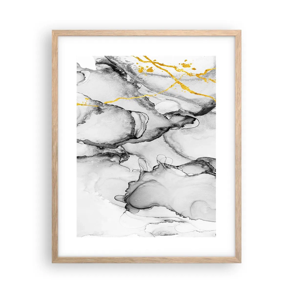 Poster în ramă de stejar deschis - Compoziție cu motiv auriu - 40x50 cm