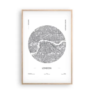 Poster în ramă de stejar deschis - Anatomia Londrei - 61x91 cm