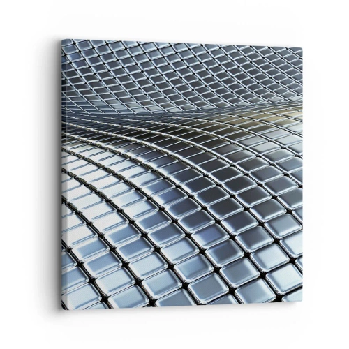 Tablou pe pânză - Val metalic argintiu - 30x30 cm