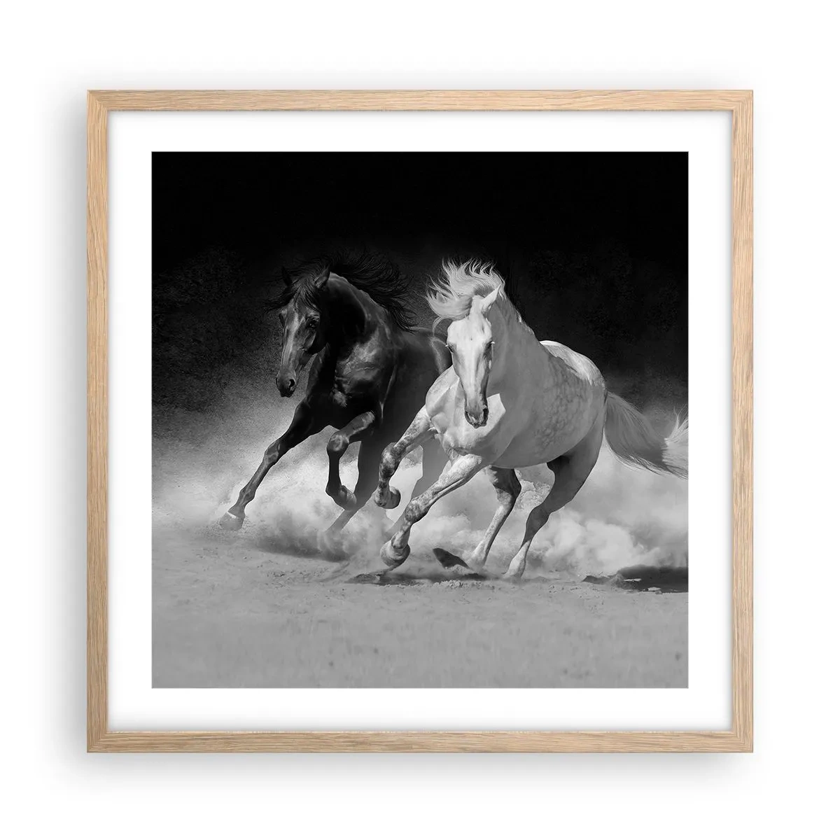 Poster în ramă de stejar deschis - Galopul libertății - 50x50 cm