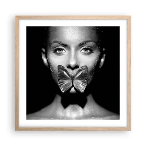 Poster în ramă de stejar deschis - Sărut de fluture - 50x50 cm