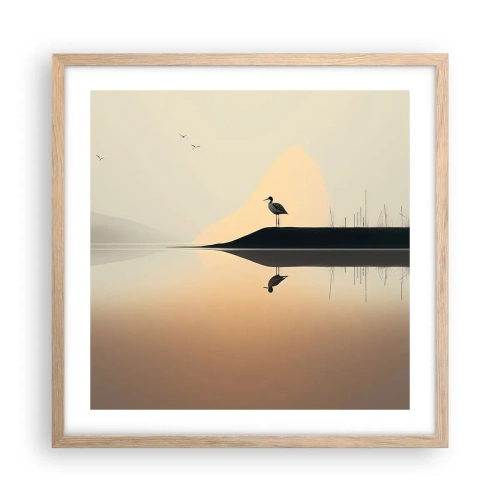 Poster în ramă de stejar deschis - Domn pe lac - 50x50 cm