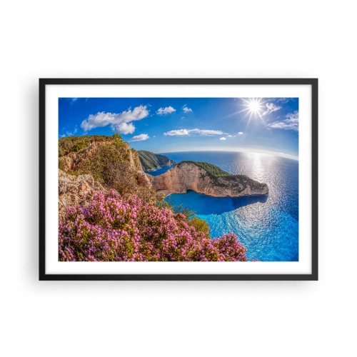 Poster în ramă neagră - Marea mea vacanță grecească - 70x50 cm