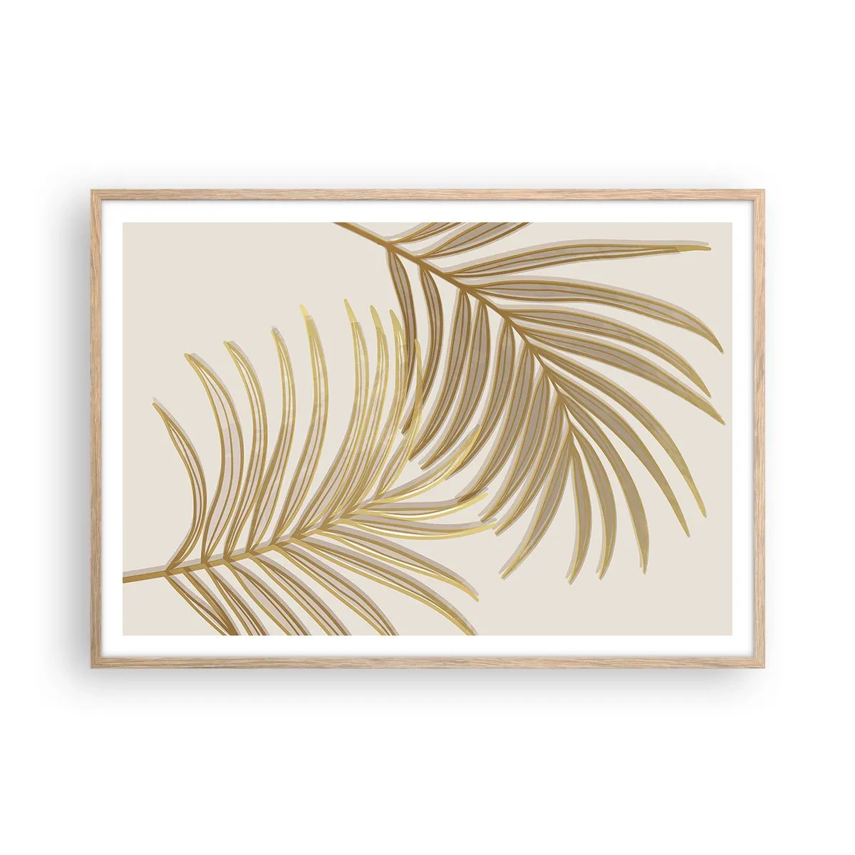 Poster în ramă de stejar deschis - Palmier de aur! - 100x70 cm