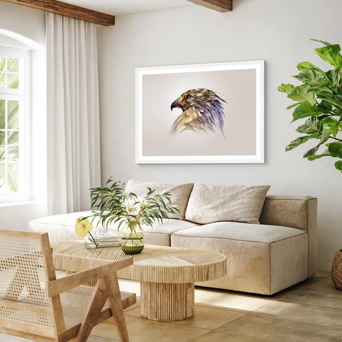 Poster în ramă albă - Portretul unui războinic - 100x70 cm