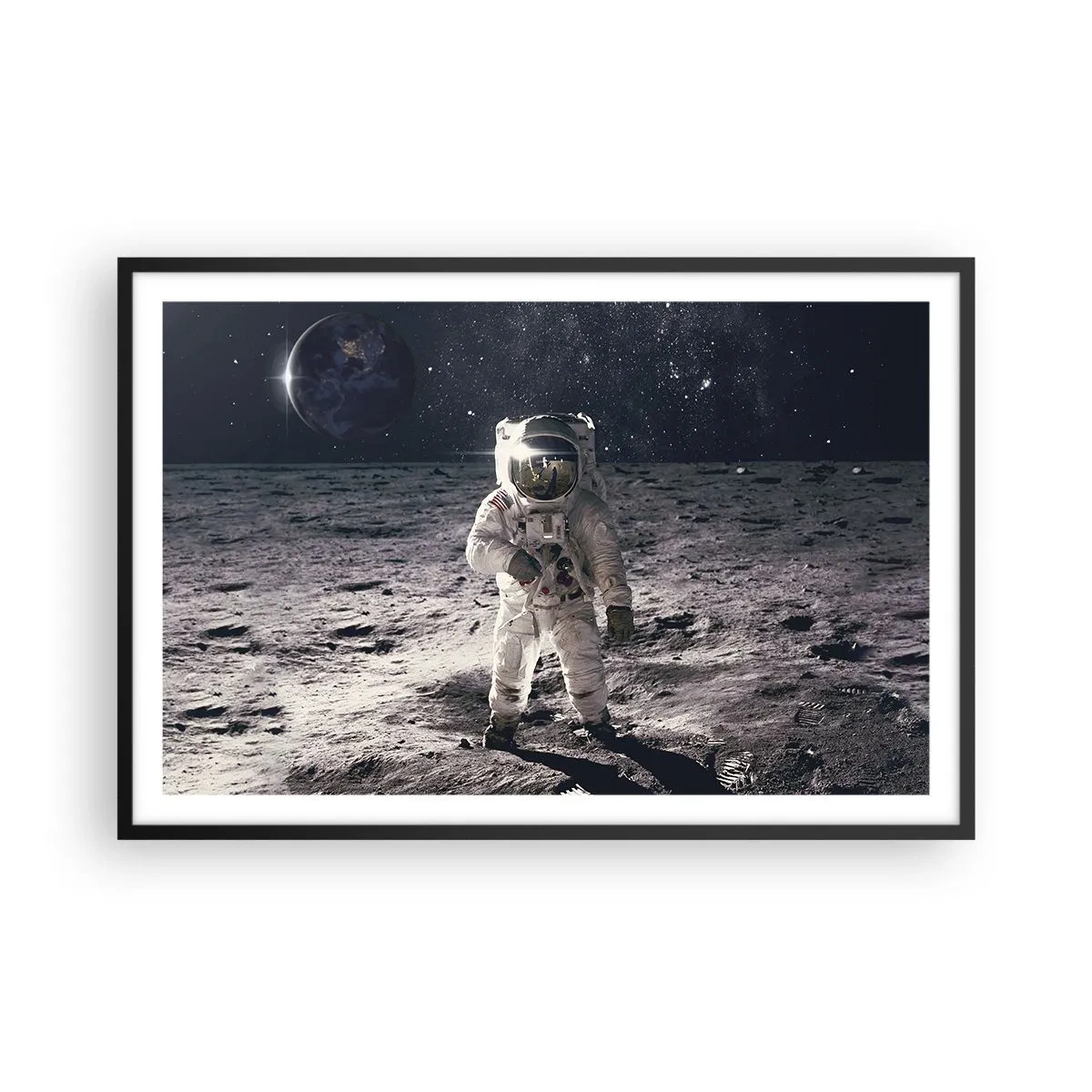Poster în ramă neagră - Salutări de pe Lună - 91x61 cm
