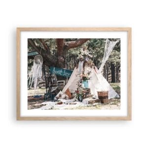 Poster în ramă de stejar deschis - Make love… - 50x40 cm