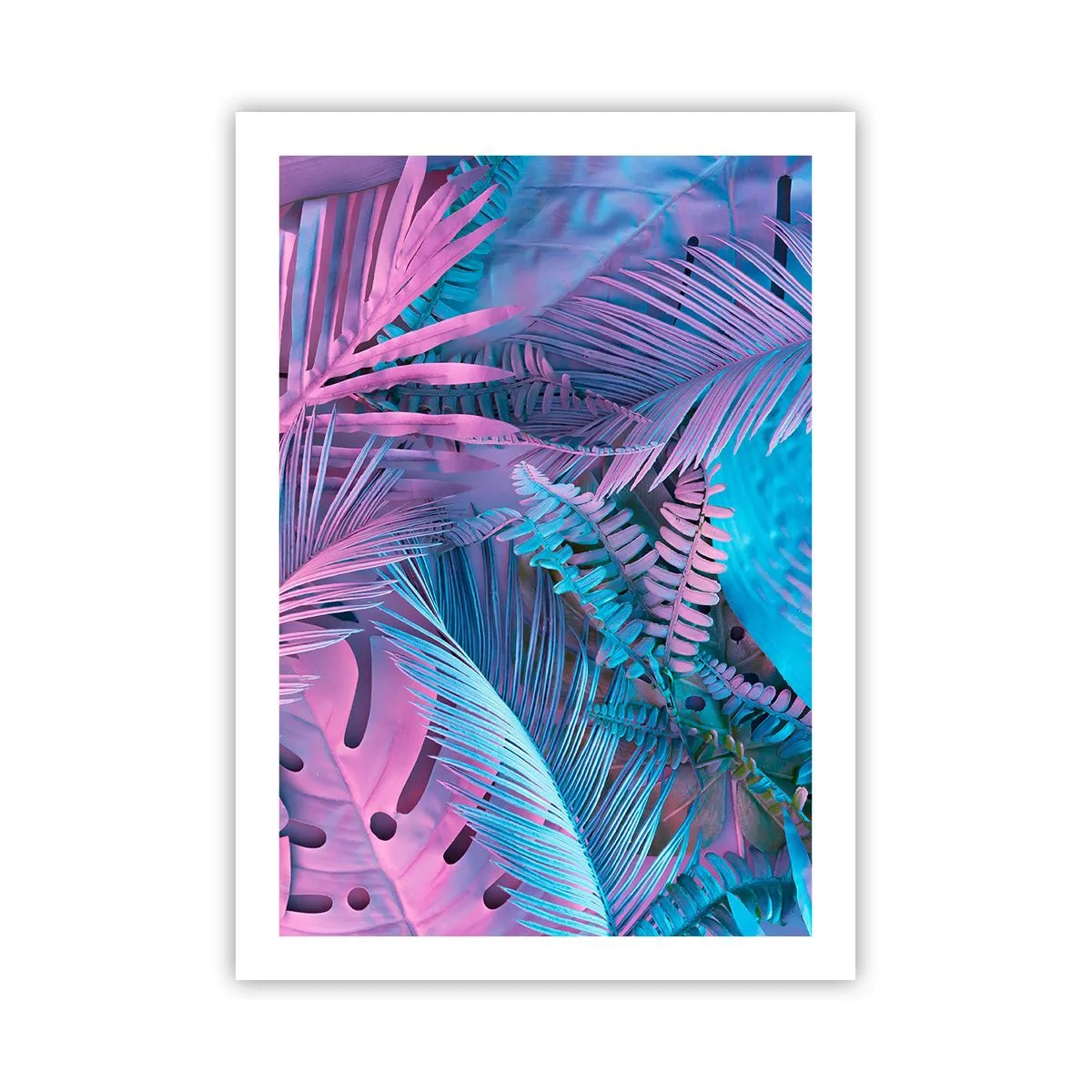 Poster - Palmieri în alb și albastru - 50x70 cm