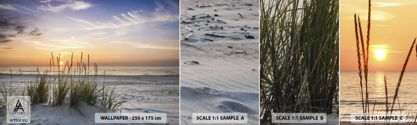 Mostră de Tapet Standard Eco - Privește, gândește, simte - Peisaj, plajă, Mare - 100x30 cm