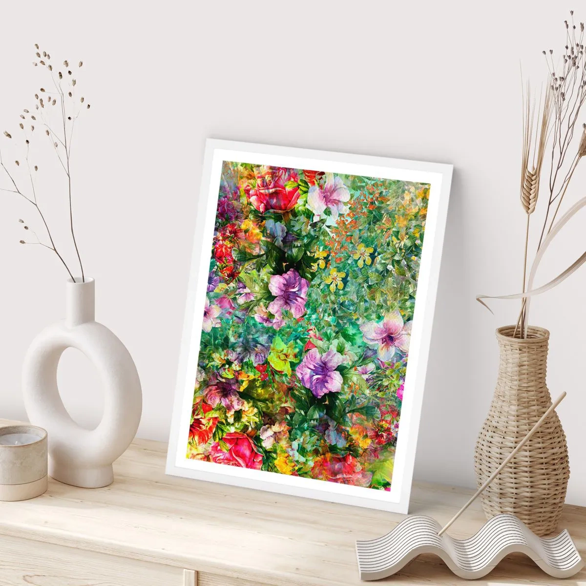 Poster în ramă albă - Să ne pierdem în flori - 61x91 cm