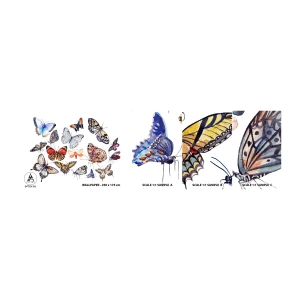 Mostră tapet autocolant Deluxe Sticker - Un roi colorat de dantelă - Pentru copii, Fluturi colorați, Grafică - 100x30 cm