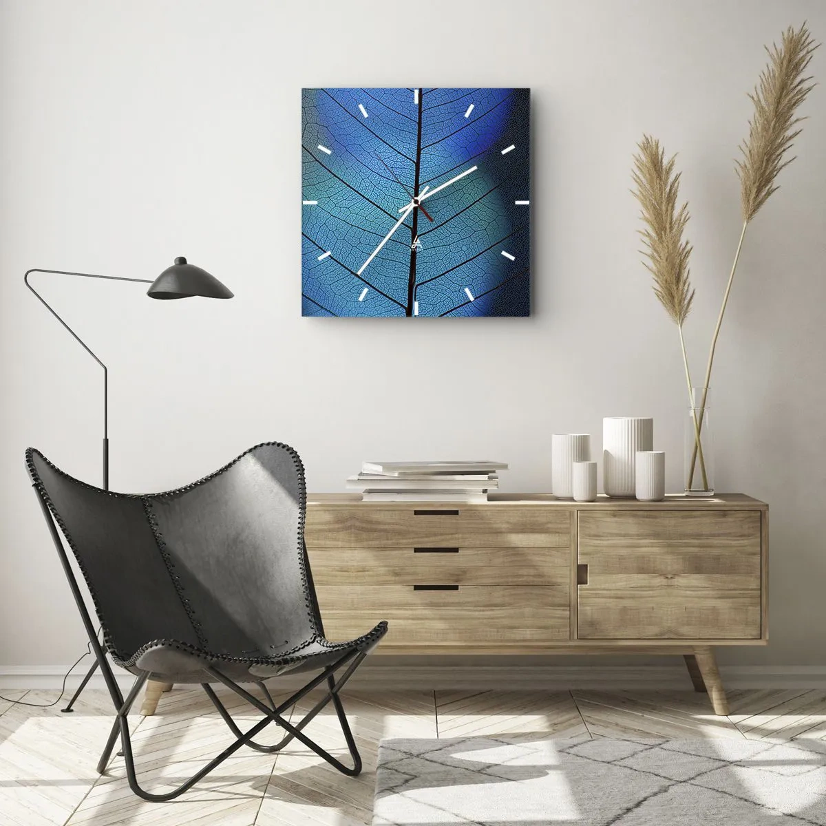 Ceas de perete - Ceas pe sticlă - Construcție de finețe - 30x30 cm