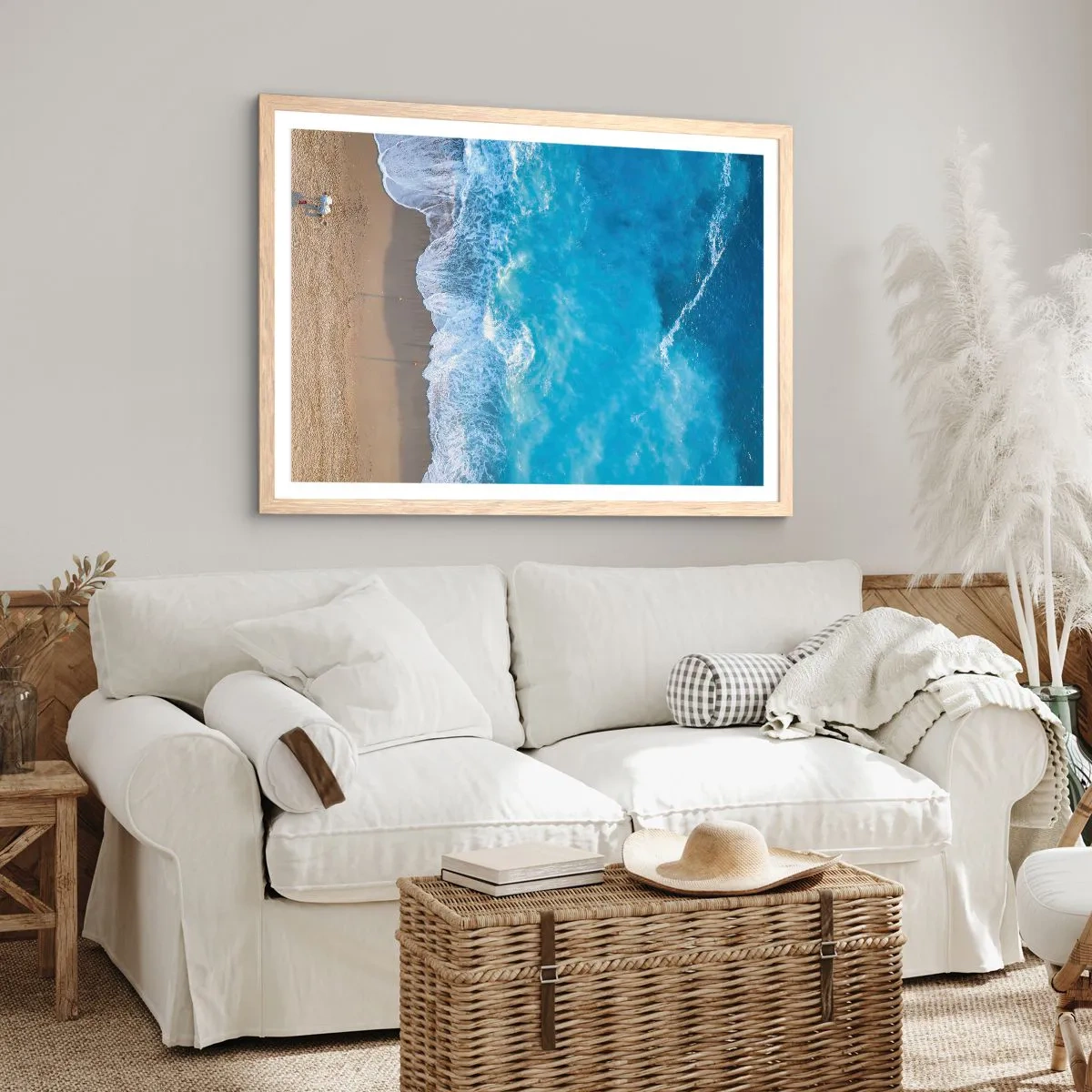 Poster în ramă de stejar deschis - Puterea albastrului - 70x50 cm