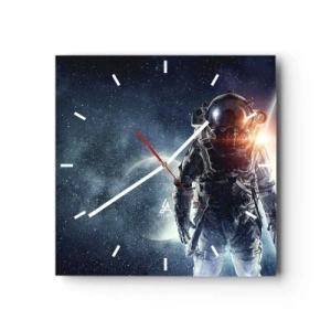 Ceas de perete - Ceas pe sticlă - Aventură spațială - 30x30 cm