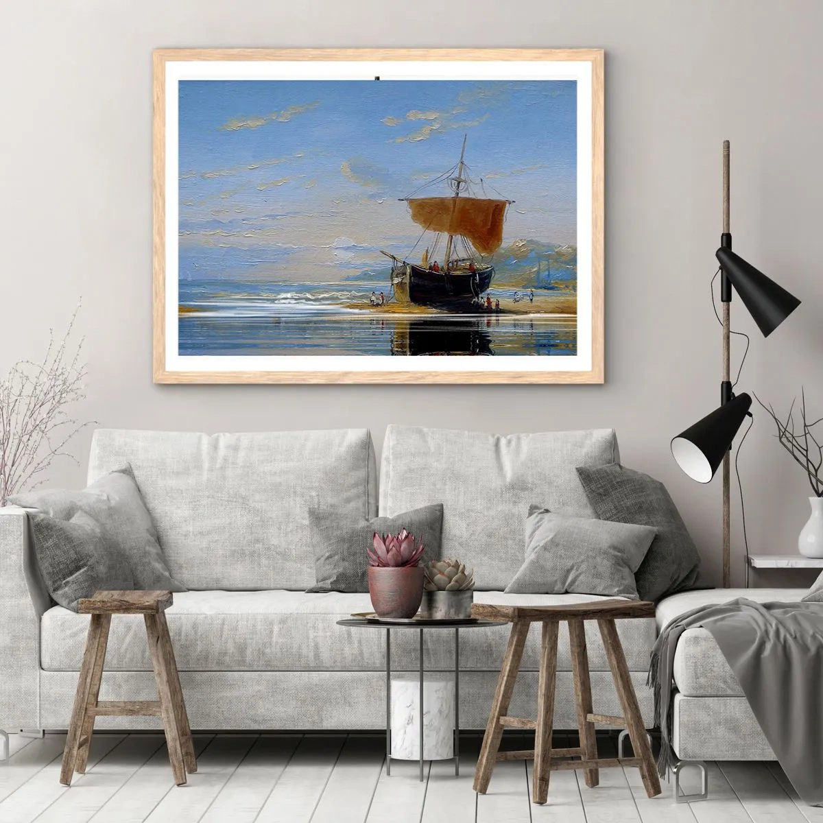 Poster în ramă de stejar deschis - Apă, pământ, aer - 50x40 cm