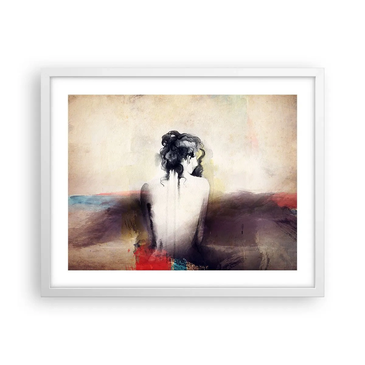 Poster în ramă albă - Linii moi, forme ovale - 50x40 cm