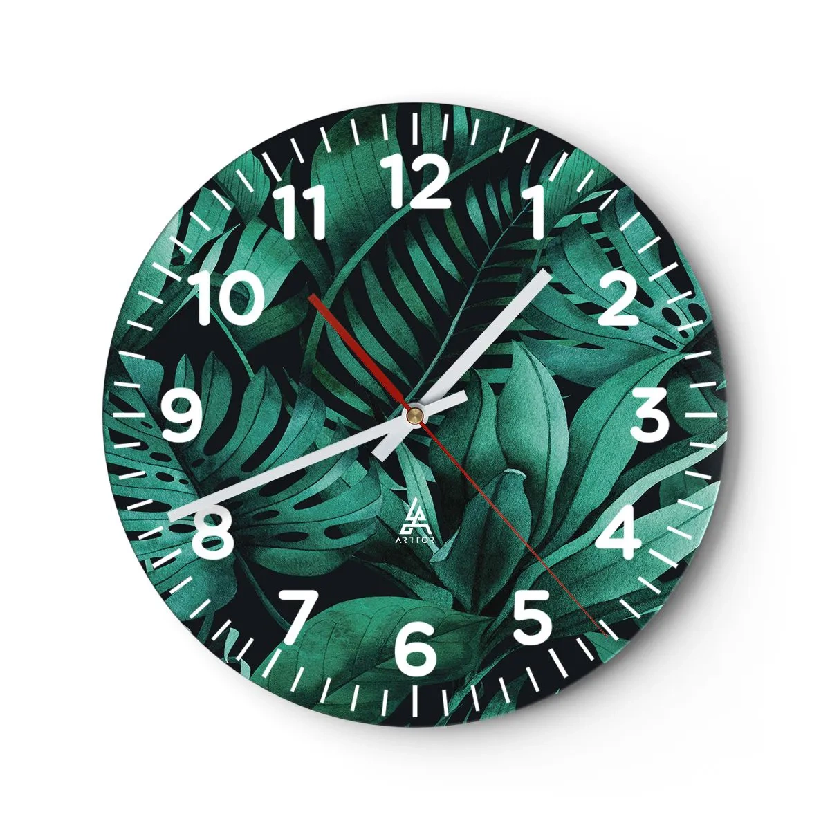 Ceas de perete - Ceas pe sticlă - Profunzimea verdelui tropical - 40x40 cm