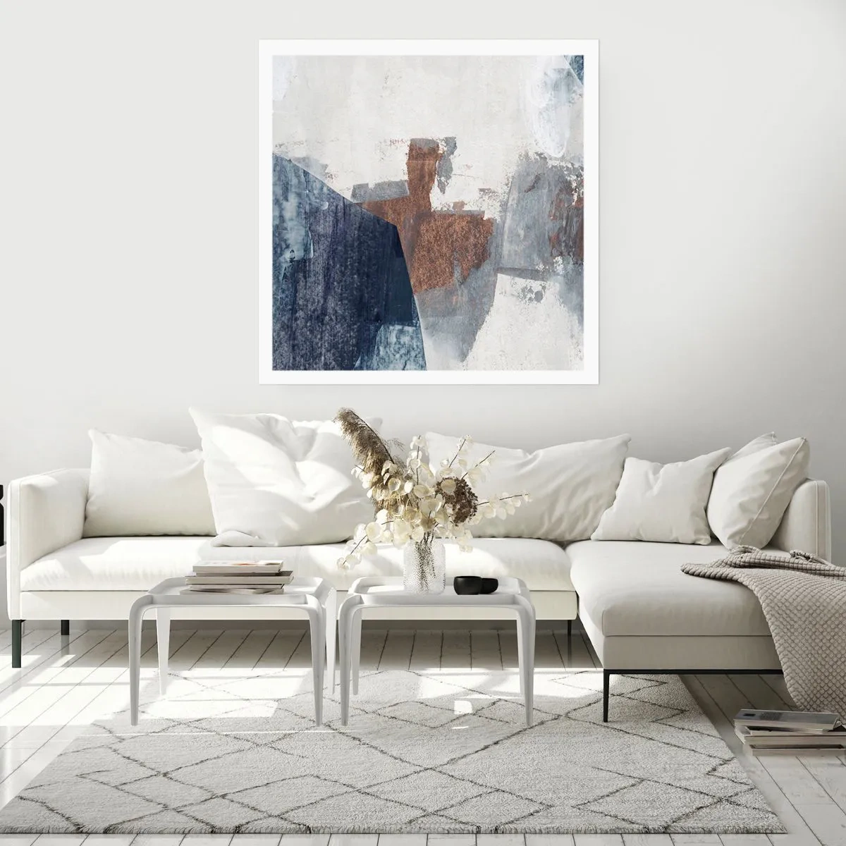 Poster - Forme albastre-maronii - 40x40 cm