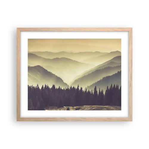 Poster în ramă de stejar deschis - Dincolo de munți... - 50x40 cm