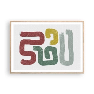 Poster în ramă de stejar deschis - Într-o limbă necunoscută - 100x70 cm