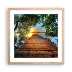 Poster în ramă de stejar deschis - Nu te grăbi, stai jos - 40x40 cm