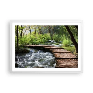 Poster în ramă albă - Cascadă spumoasă - 70x50 cm