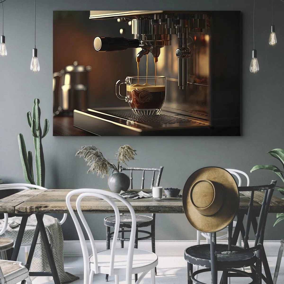 Tablou pe pânză Canvas - Espressor aromatic - 70x50cm - Băutură senzuală - Decorațiune modernă pentru perete pentru living și dormitor ARTTOR