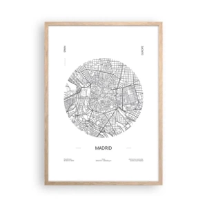 Poster în ramă de stejar deschis - Anatomia Madridului - 50x70 cm
