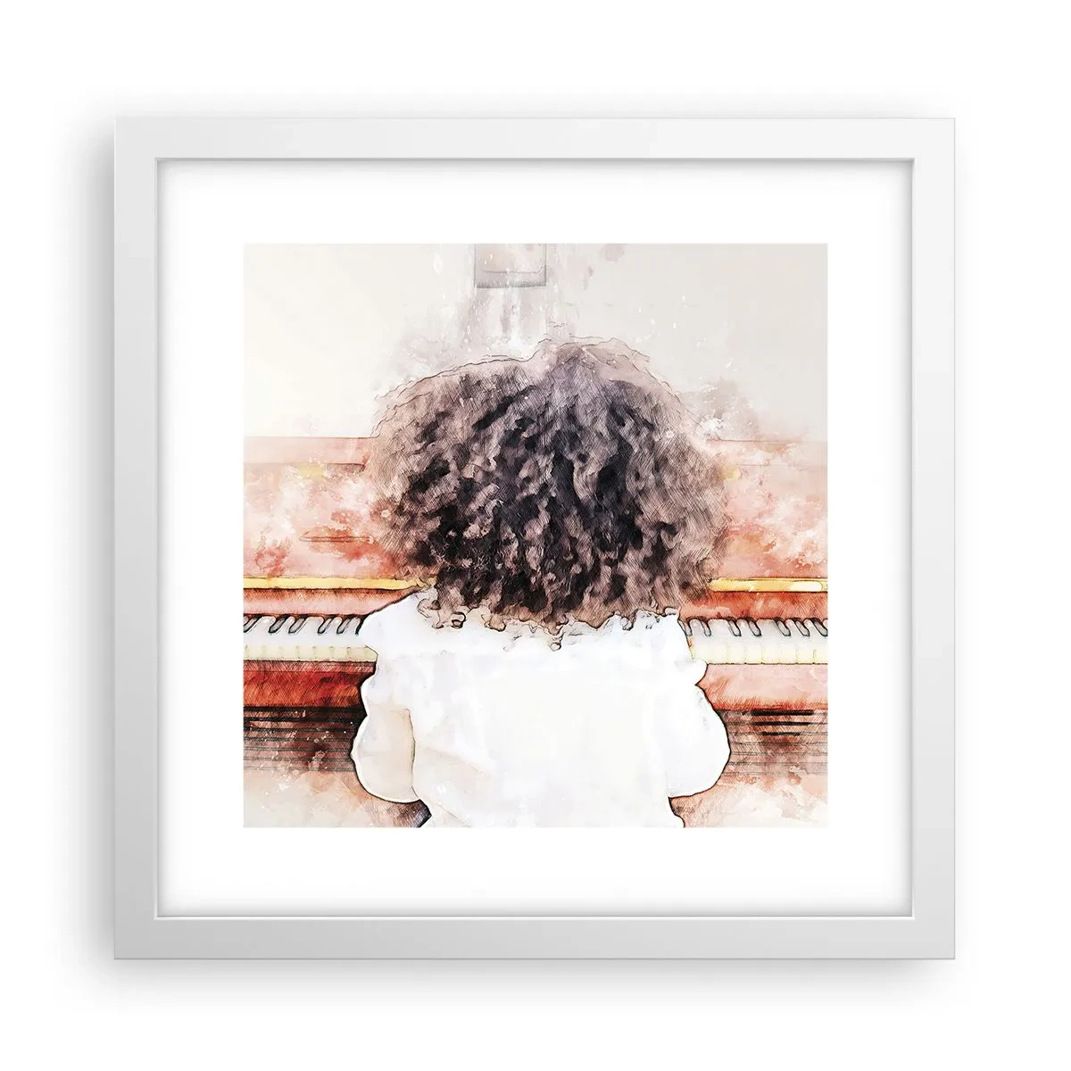 Poster în ramă albă - Într-o lume a muzicii - 30x30 cm