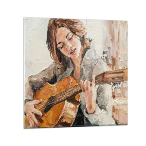Tablou pe sticlă - Concert pentru chitară și inima unei fete - 60x60 cm