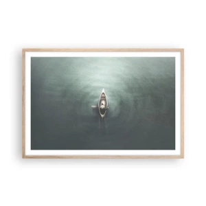 Poster în ramă de stejar deschis - Peste lacul luminat de lună - 91x61 cm