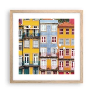 Poster în ramă de stejar deschis - Culorile orașului vechi - 40x40 cm