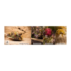 Mostră tapet Premium Sand - Flori colorate și ierburi parfumate - Natură, Ierburi uscate, Bucătărie - 100x30 cm