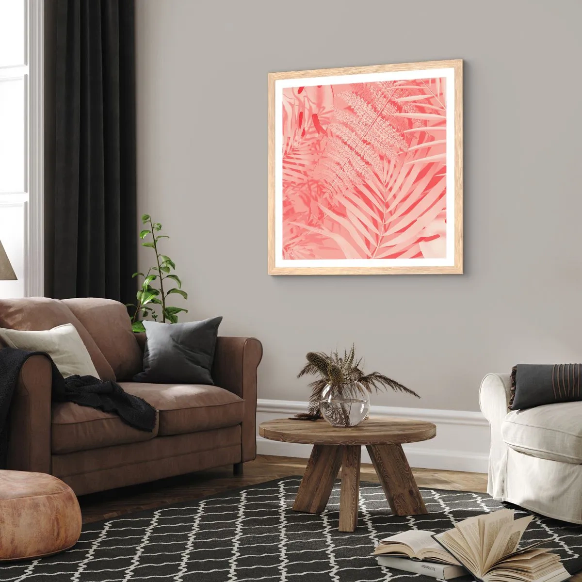 Poster în ramă de stejar deschis - Conceptul roz - 30x30 cm