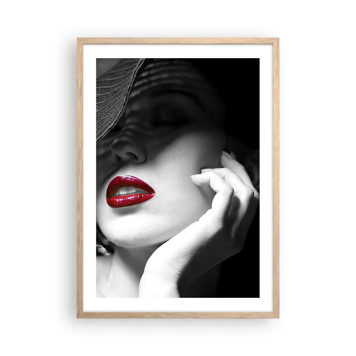 Poster în ramă de stejar deschis - Studiu în stacojiu - 50x70 cm