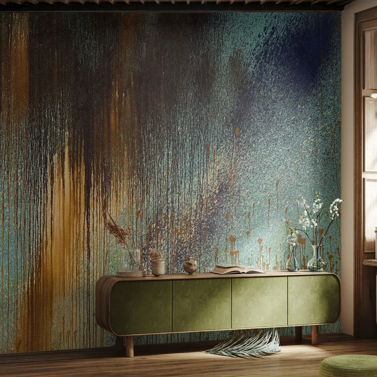 Tapet Standard Eco - O compoziție cromatică neaccidentală - Abstracția, Industrial, A picta - 150x105 cm