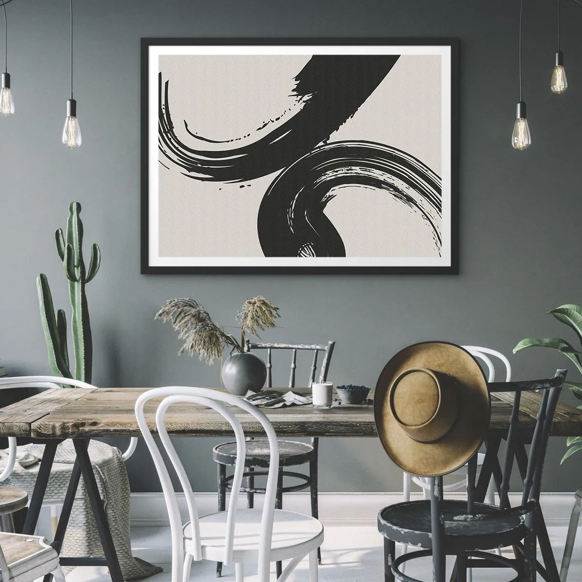 Poster în ramă neagră - Tare și circular - 70x50 cm