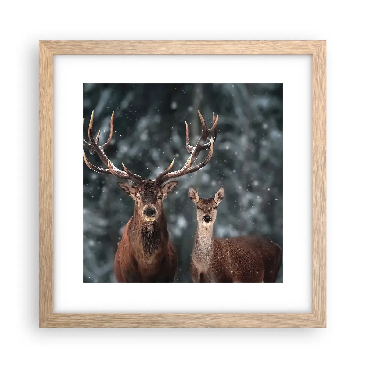 Poster în ramă de stejar deschis - Stăpânul pădurii și soția sa - 30x30 cm